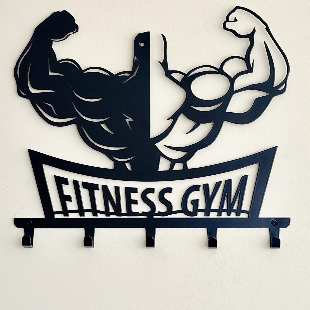 Вішалка для одягу та аксесуарів Fitness Gym 5 гачків ширина основи для гачків 40 см (27022525M)