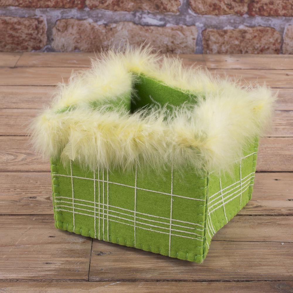 Кашпо из флизелина с перьями Желтый (2586-2)