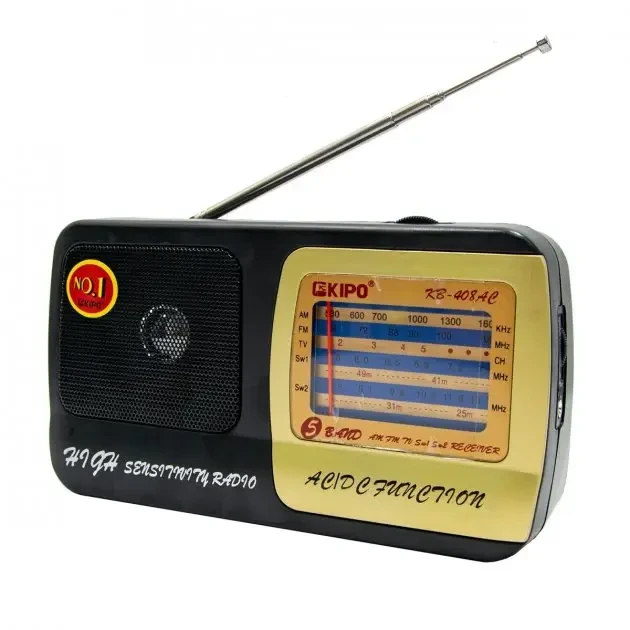 Радіоприймач Kipo KB-408AC FM від мережі та на бетерейках Чорний (1688)
