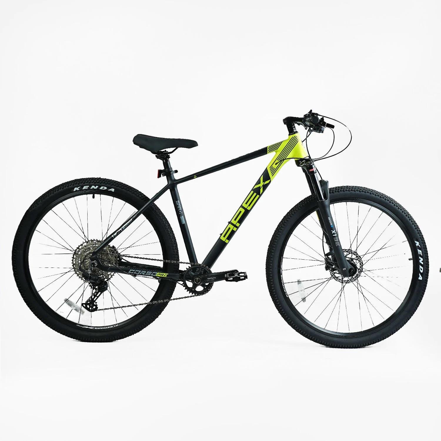 Велосипед спортивный Corso APEX 29" рама алюминиевая 19" оборудование Shimano Deore 12 скоростей собран на 75% Black/Yellow (154711)