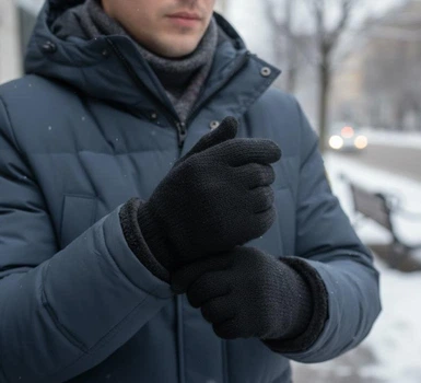 Перчатки мужские шерстяные на подкладке из шерсти one size (1106)