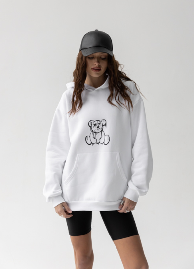 Худи женское Gabbi BEAR oversized S/M Белый (13418-ж) - фото 2