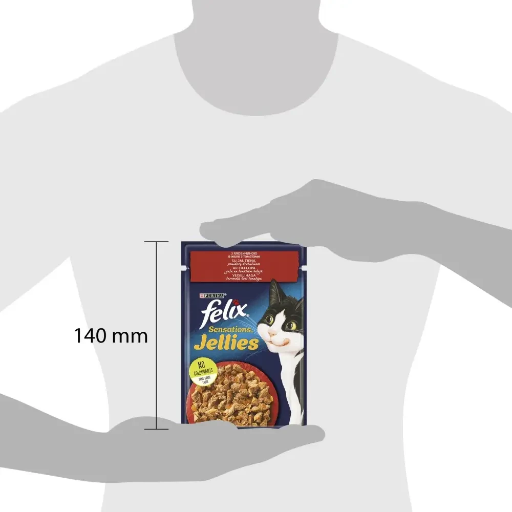 Вологий корм для котів Felix Sensations Jellies яловичина та томати 85 г (7613039831724) - фото 3 Вологий корм для котів Felix Sensations Jellies яловичина та томати 85 г (7613039831724) - фото 3