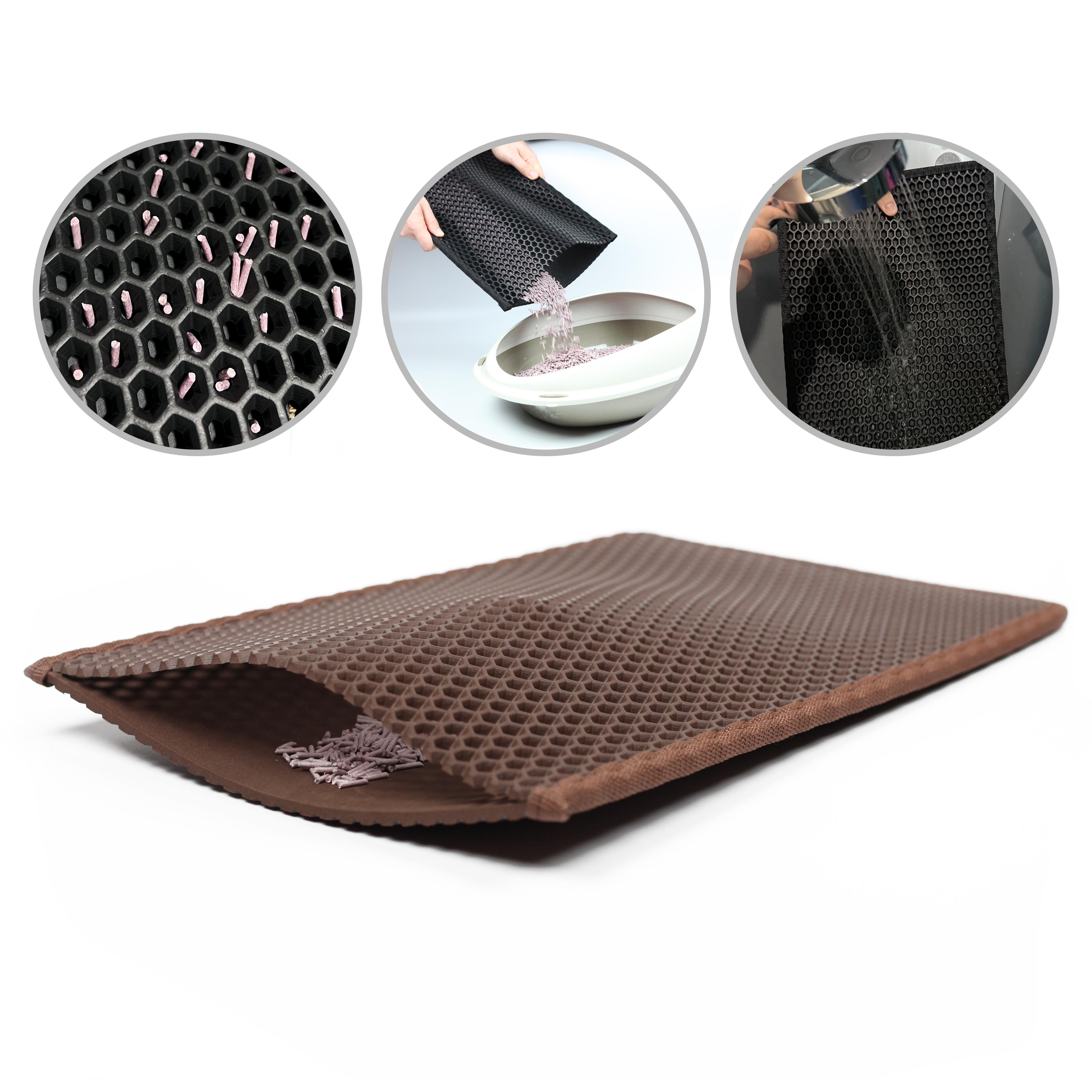 Килимок двошаровий Cat in Box для мисок та котячих лотків EVA 33x30 см Коричневий - фото 3 Килимок двошаровий Cat in Box для мисок та котячих лотків EVA 33x30 см Коричневий - фото 3