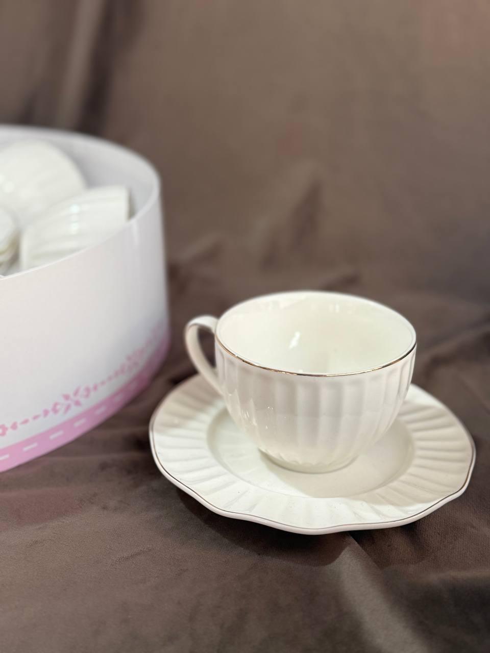 Чайный сервиз Elisey Венецианские волны керамический 230 мл 12 предметов Белый (9292-021) - фото 4