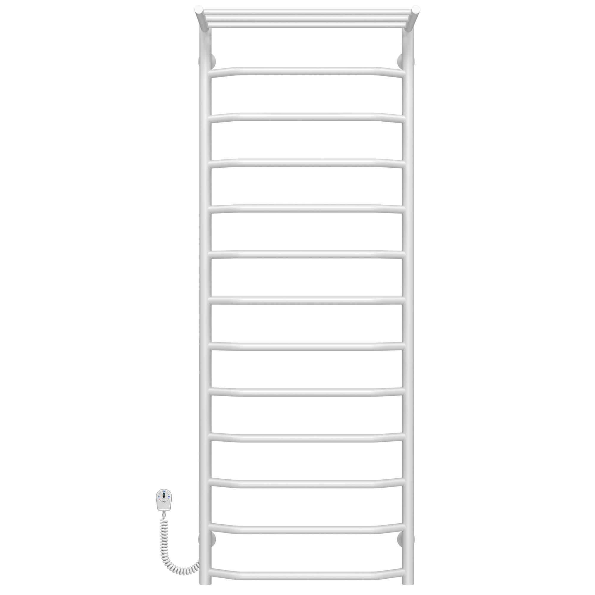 Полотенцесушитель электрический с полкой Deffi Трапеция П13 EF16 левое подключение нержавеющая сталь 500х1400 мм Белый (C.TP.140.50.13.EWL5)