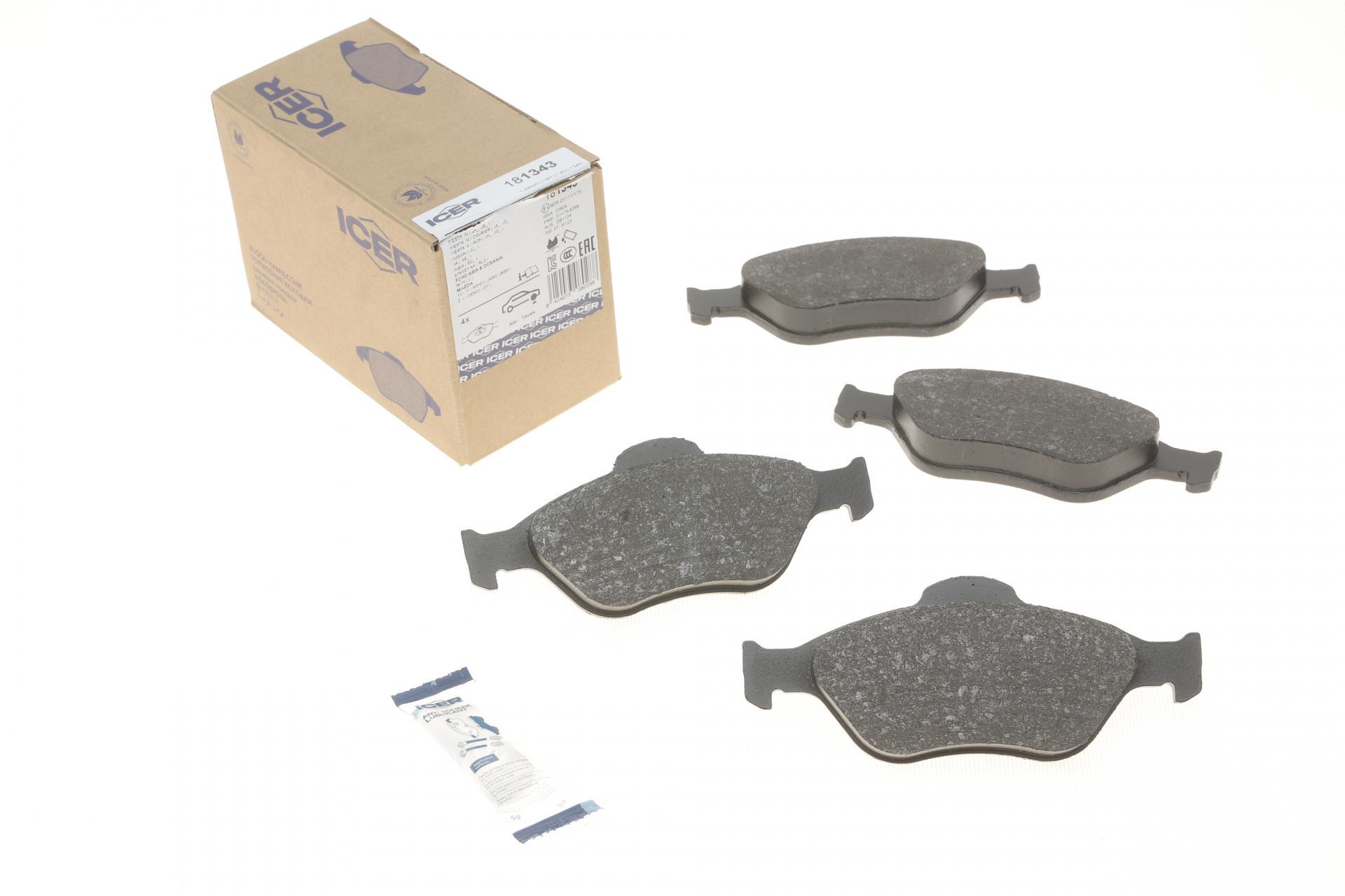 Колодки тормозные передние ICER Ford Fiesta 95-10/Fusion/Ka 02-12/Puma/Mazda 121 96-03/Mazda 2 03-07 (181343 ICER)