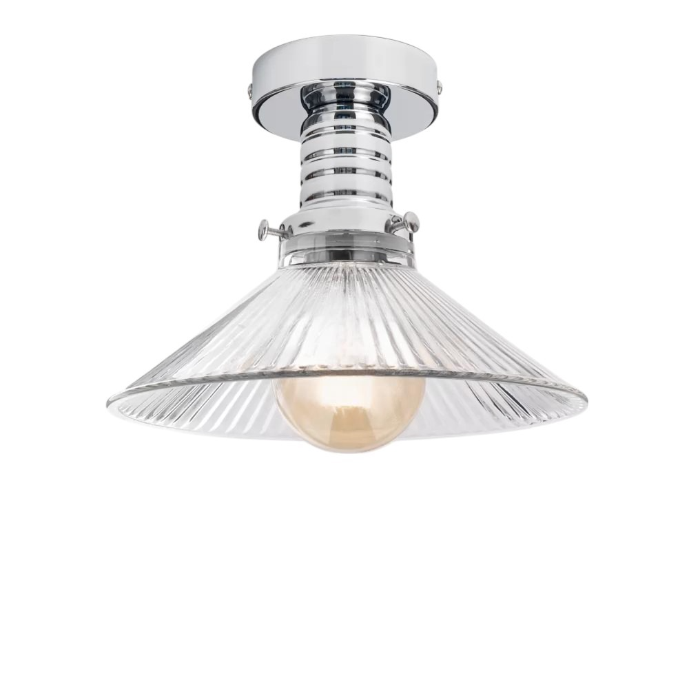 Потолочный светильник ретро из ребристого стекла Cone Clear Jazz Collection R Chrome (CL-JC0005/CHR) Потолочный светильник ретро из ребристого стекла Cone Clear Jazz Collection R Chrome (CL-JC0005/CHR)