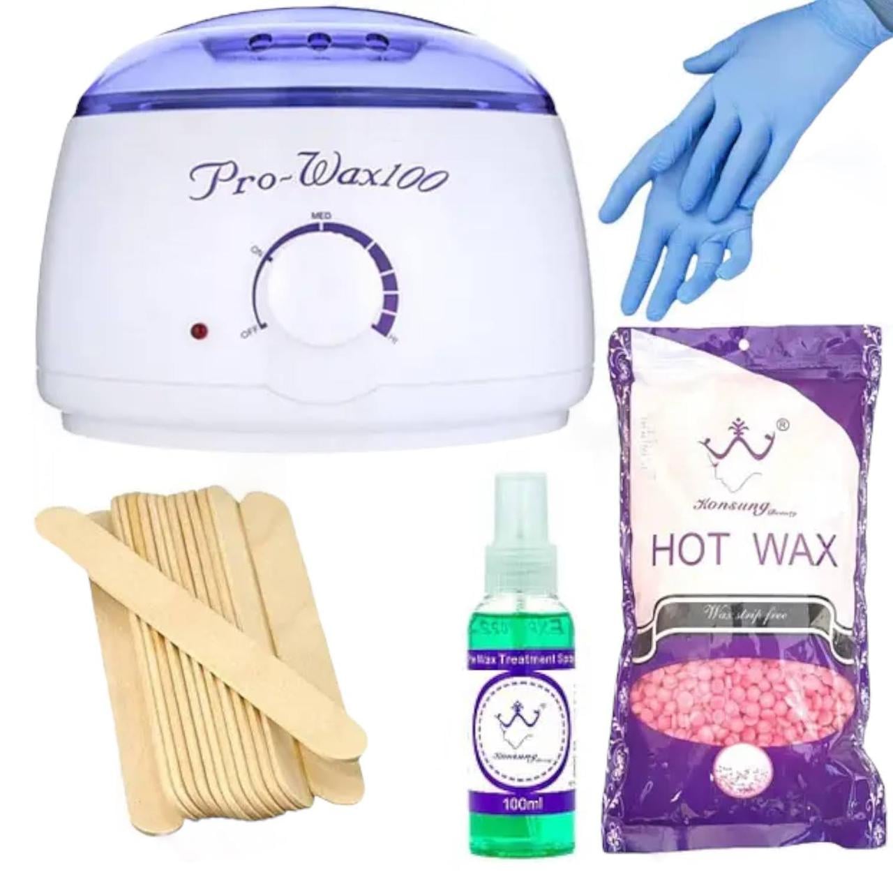 Стартовый набор для депиляции с воскоплавом Pro Wax 100 воском 1000 гр и средствами до/после депиляции №4