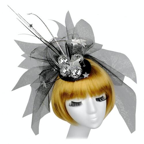 Шляпка Галактика с фатой SETA Decor 18-1058BLK-SL