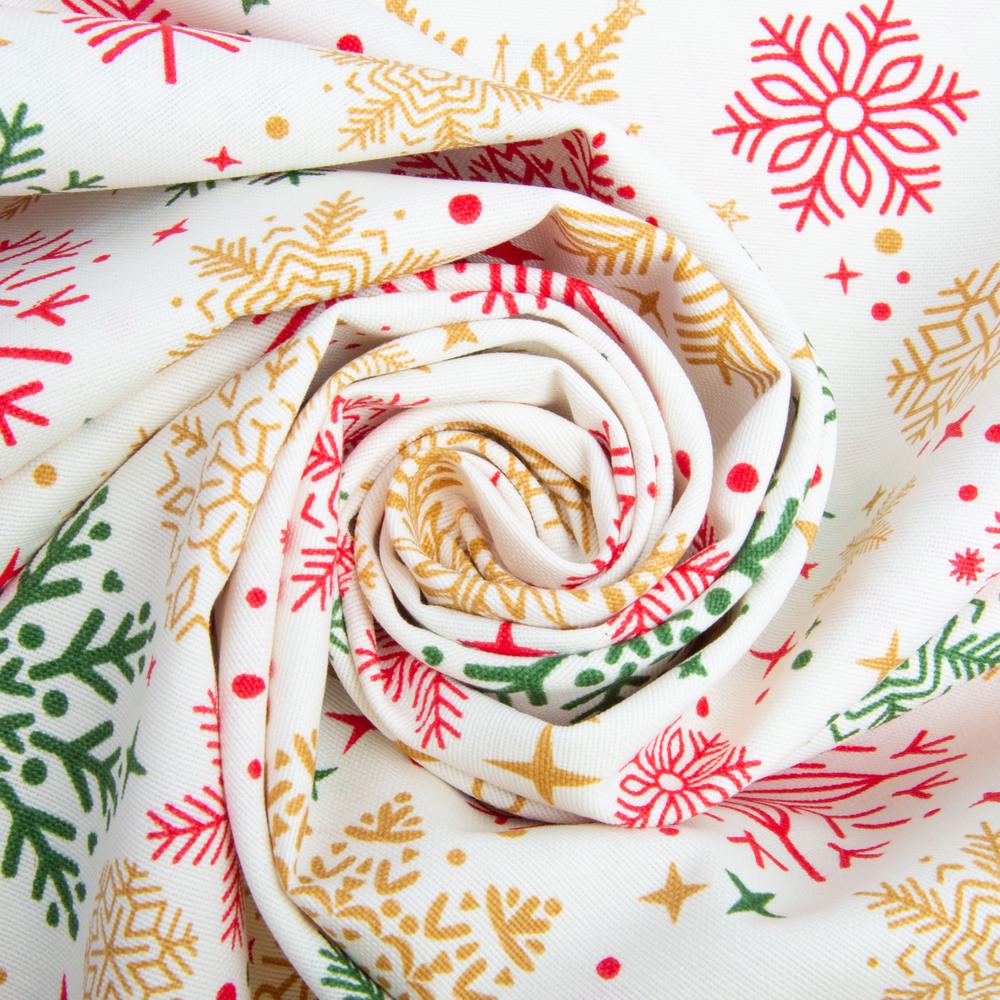 Ткань декоративная хлопок Новогодняя V-01 с водоотталкивающей пропиткой Молоко (2361621067)