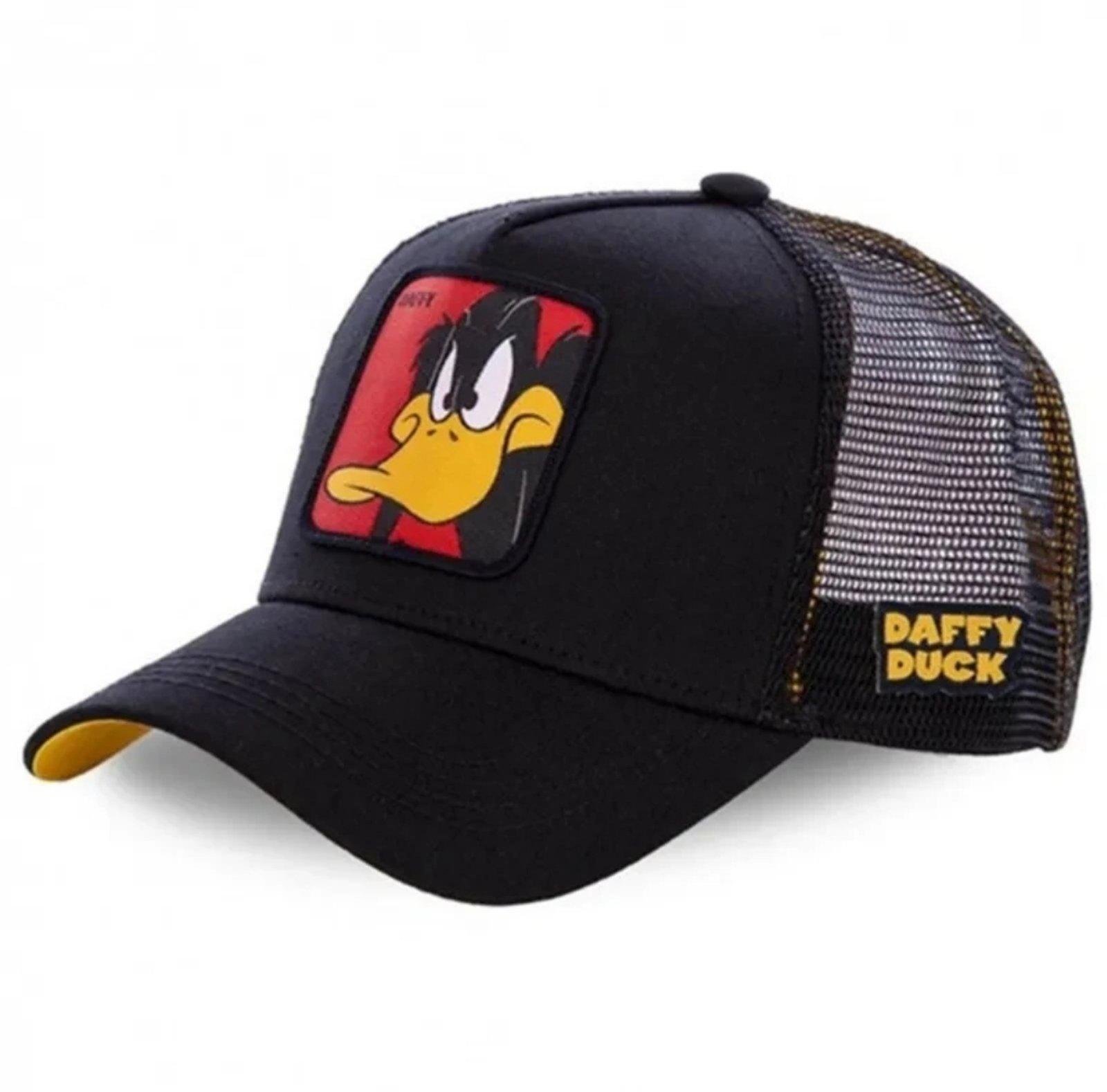 Бейсболка Capslab Looney Tunes Daffy Duck Trucker с шевроном на регуляторе с сеткой унисекс One size Черный (24709642)