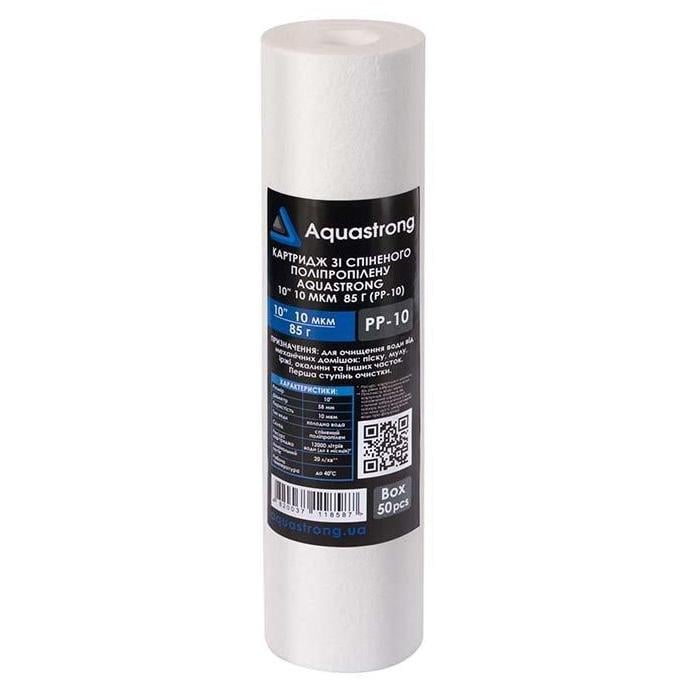 Картридж для очистки воды Aquastrong из вспененного полипропилена 10" 10 мкм 85 г (PP-10) Картридж для очистки воды Aquastrong из вспененного полипропилена 10" 10 мкм 85 г (PP-10)