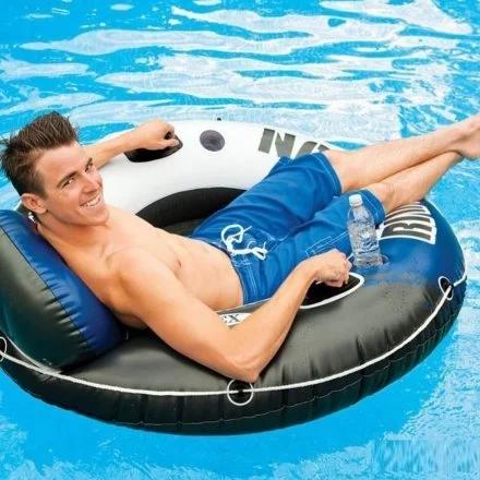 Надувное кресло-круг для отдыха на воде, с подстаканниками и тросом, 135 см. Intex синее - фото 2 Надувное кресло-круг для отдыха на воде, с подстаканниками и тросом, 135 см. Intex синее - фото 2
