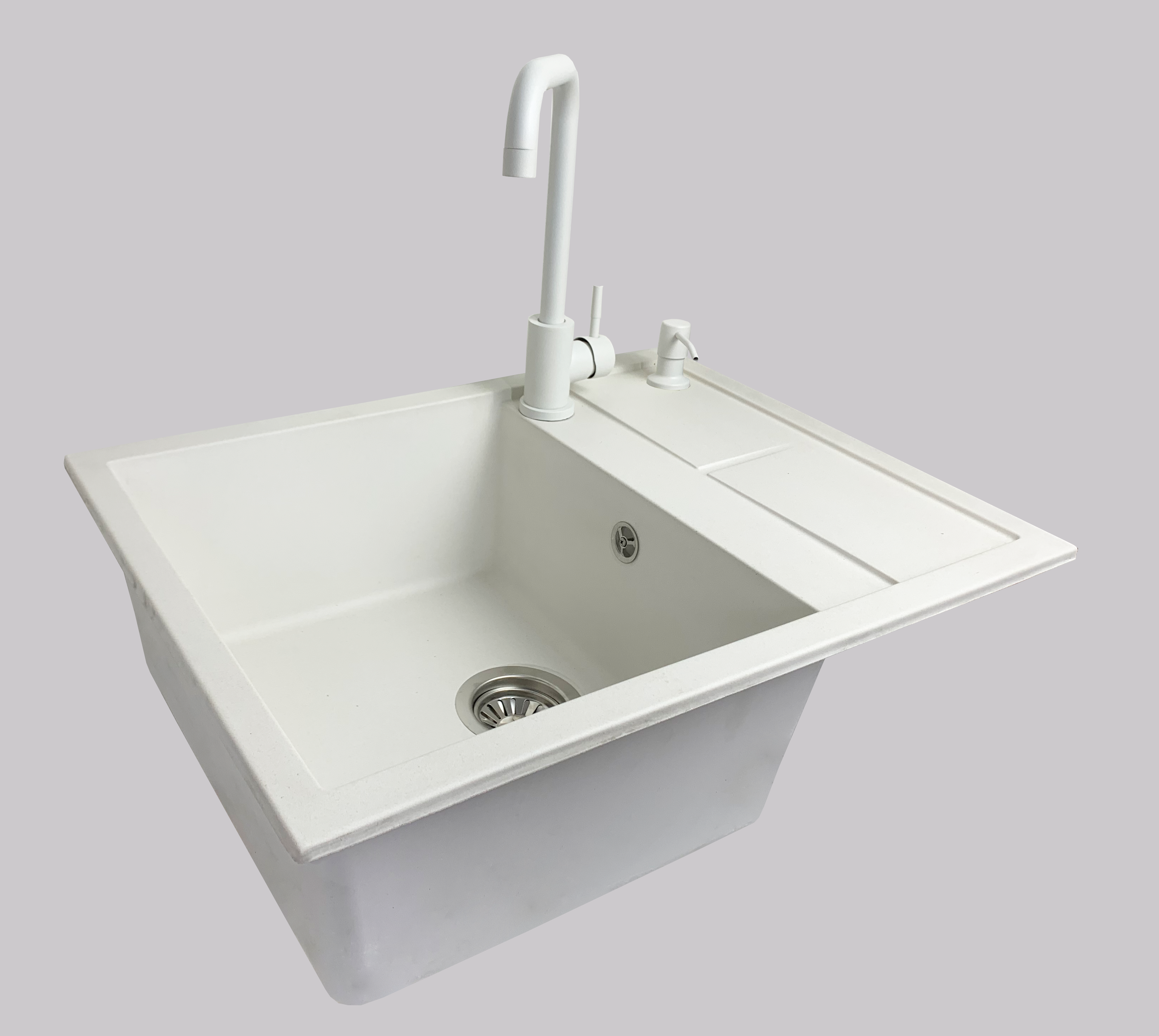 Мийка кухонна Vector Alia 65x50 см + дозатор/змішувач/сифон Білий