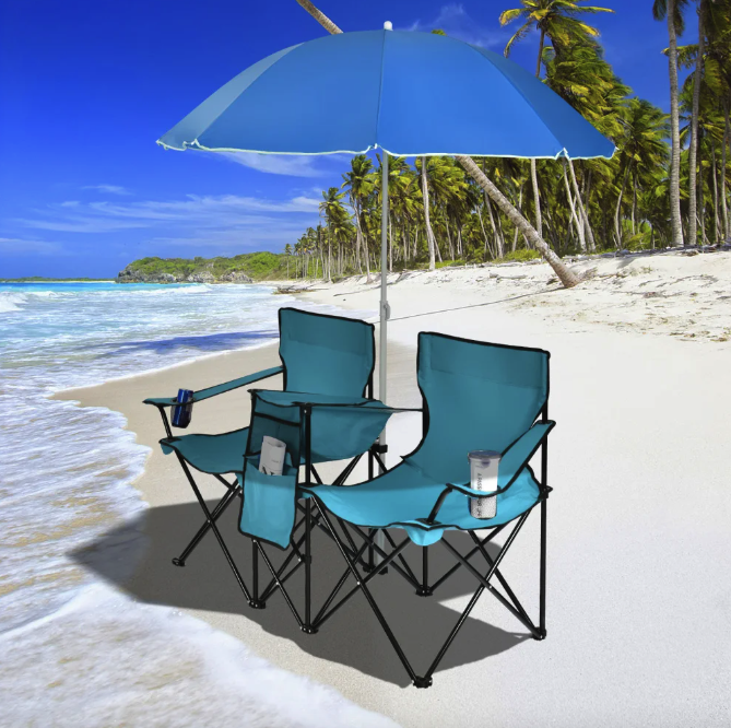 Комплект розкладних стільців Costway Parma із парасолькою Бірюзовий (4853) - фото 2 Комплект розкладних стільців Costway Parma із парасолькою Бірюзовий (4853) - фото 2