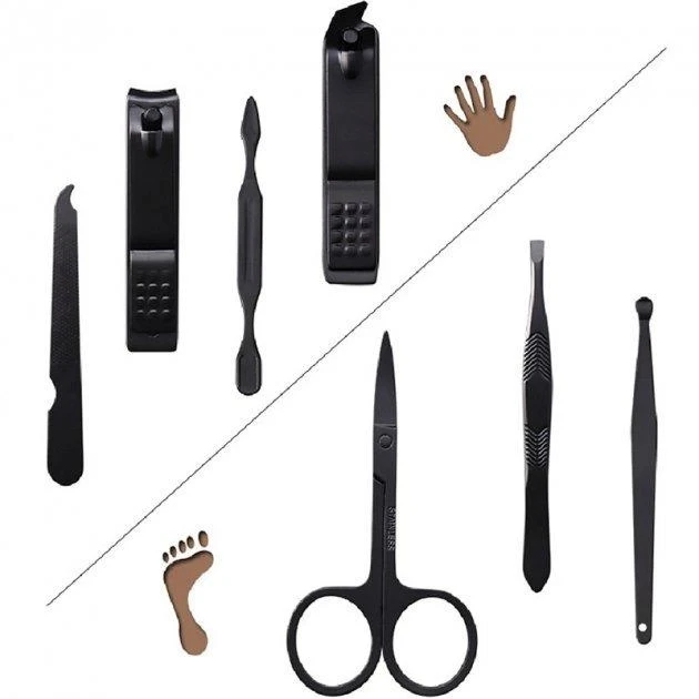 Набір манікюрний 7в1 з нержавіючої сталі Чорний (2549774004) - фото 5