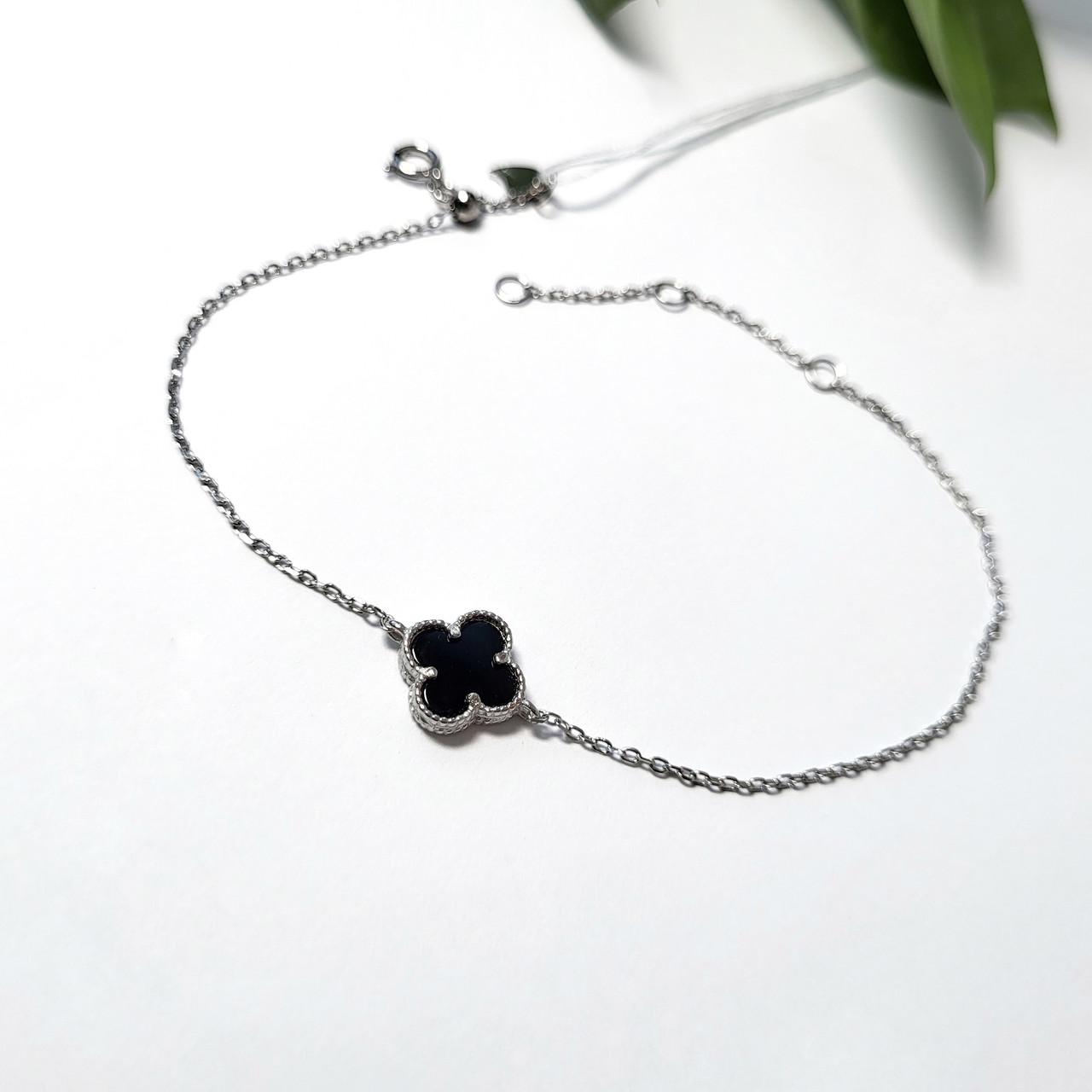 Браслет Цветок с черным ониксом до 21 см 925 пробы 1,40 г (бк20/1495)