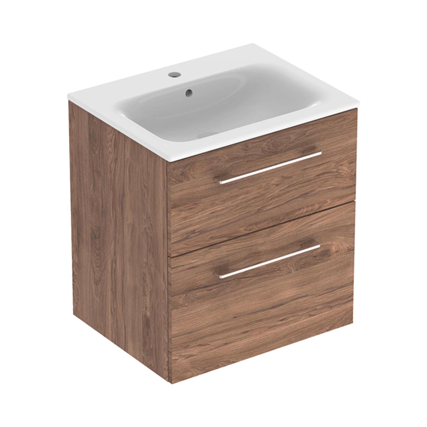 Тумба с умывальником подвесная Geberit SELNOVA SQUARE 501,238,00,1 60x65,2x50,2 см Коричневый (99119)