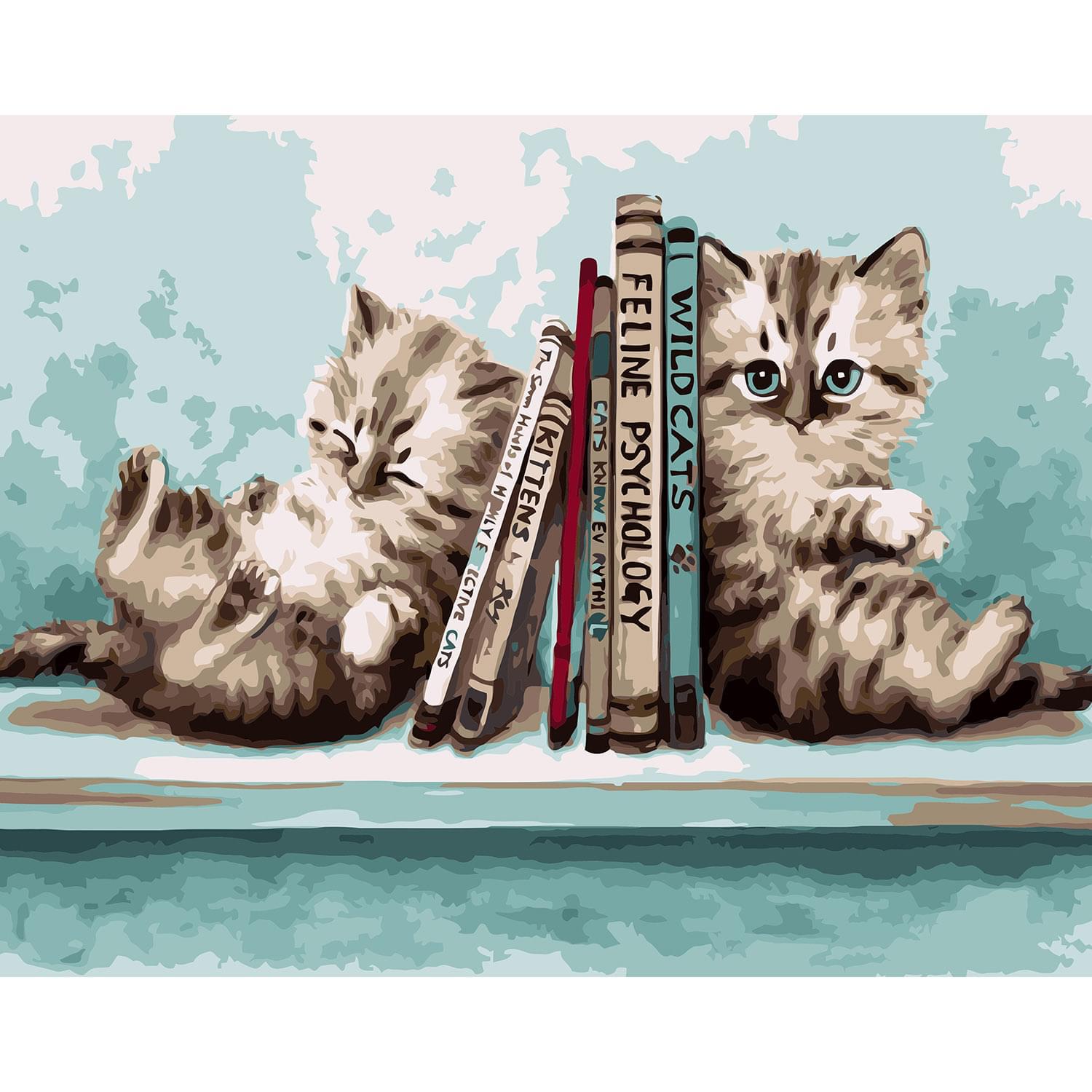 Картина по номерам Strateg Пушистые читатели 40x50 см (VA-1024)