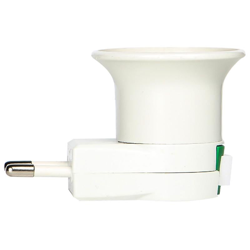 Переходник Lesko с вилки 220В на цоколь Е27 под лампу угол 90° Переходник Lesko с вилки 220В на цоколь Е27 под лампу угол 90°