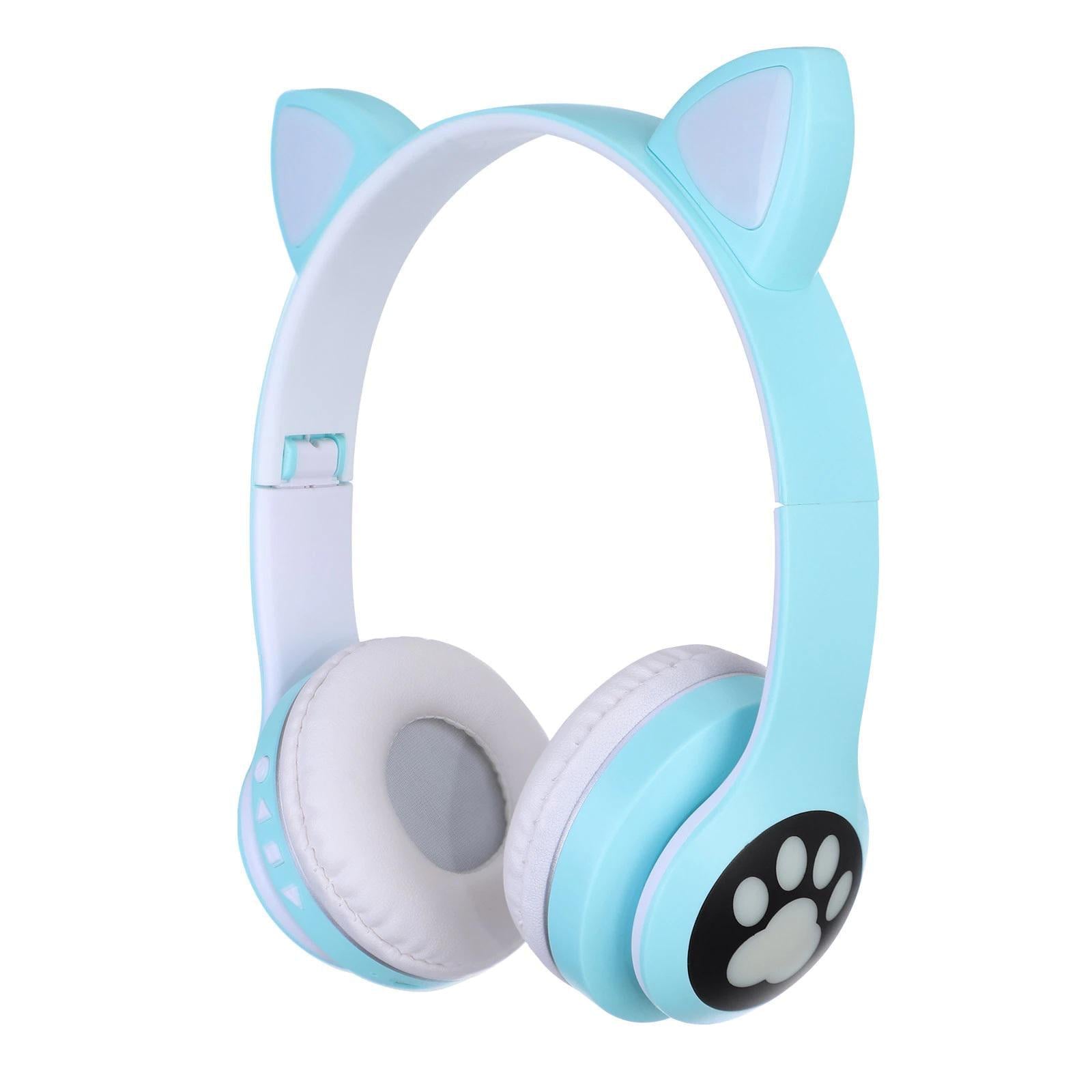 Навушники бездротові дитячі Cat VZV-23M Bluetooth з котячими вушками і RGB підсвічуванням Turquoise (11786684)