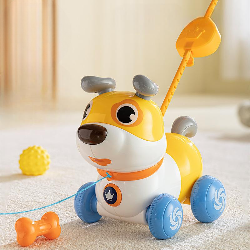Игрушка каталка музыкальная интерактивная Huanger Щенок Желтый (9491)