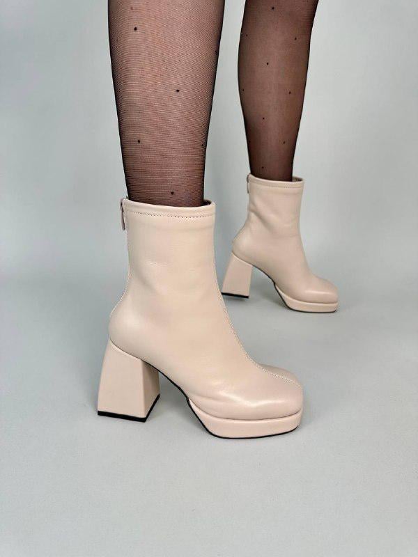 Ботильоны женские кожаные демисезонные р. 40 Бежевый (9930-1д/40)