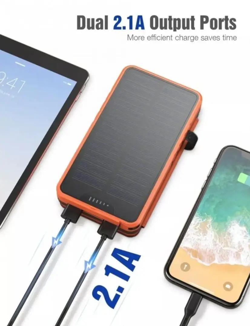 Повербанк сонячний iBattery YD-820S з додатковими панелями та ліхтариком 26800 mAh Orange - фото 7 Повербанк сонячний iBattery YD-820S з додатковими панелями та ліхтариком 26800 mAh Orange - фото 7
