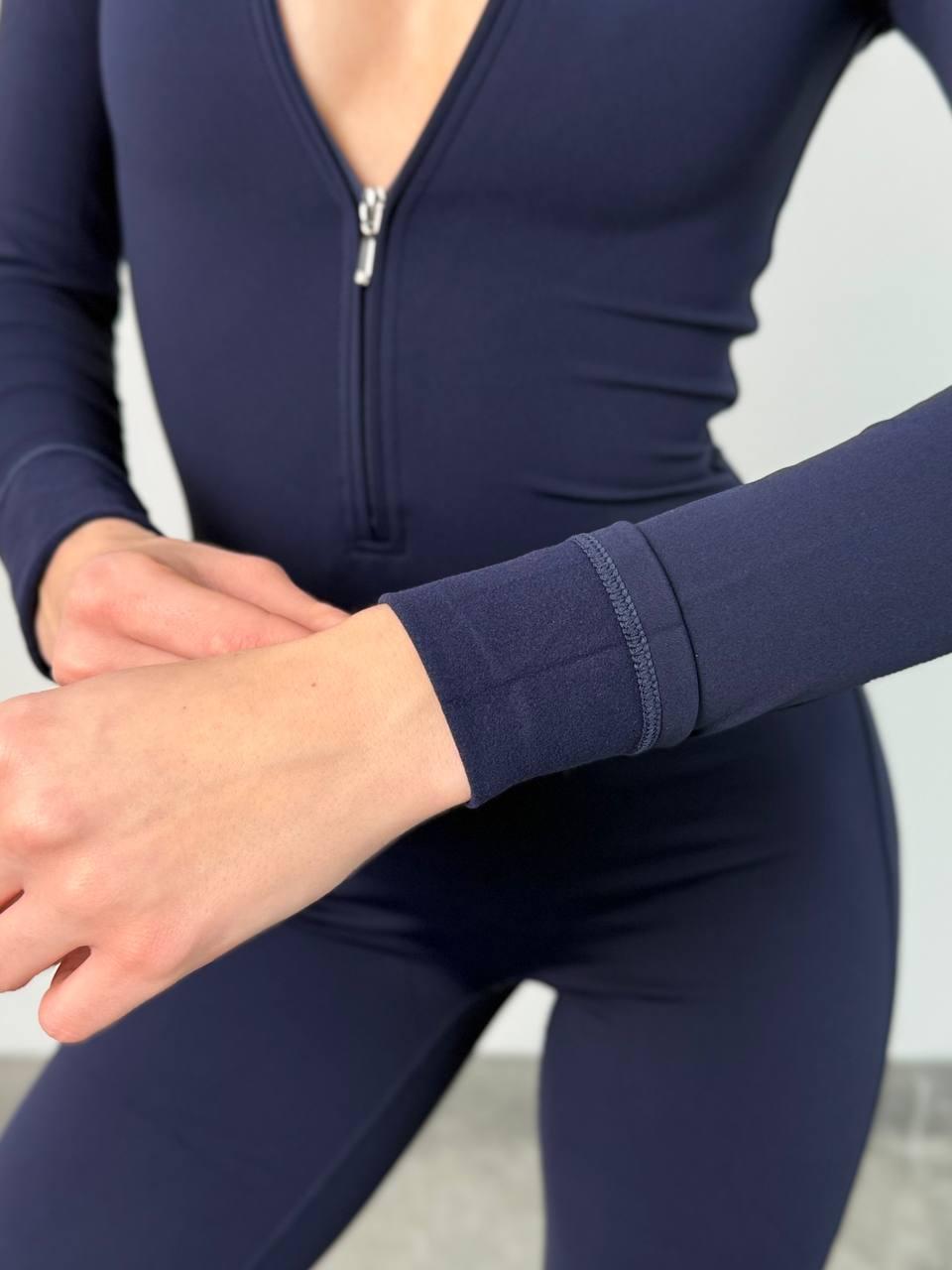 Комбинезон спортивный плотный с чашками и без пуш-ап M Темно-синий (GX05M) - фото 10