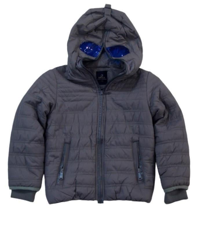 Куртка для мальчика с окуярами на капюшоне AI на флисе Grace 140 см Темно-серый (315801_140)