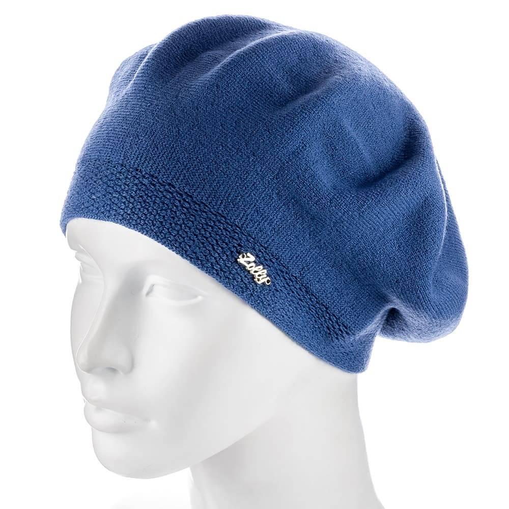 Берет женский Zolly ZH180 на ножке двойной тонкой вязки Джинсовый