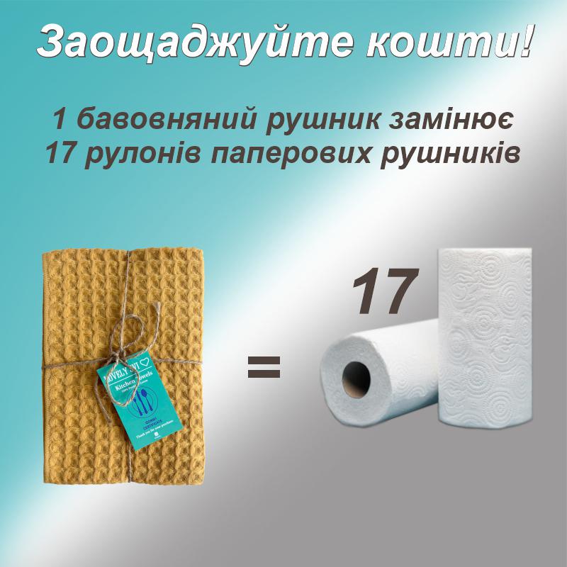 Набор кухонных вафельных полотенец 35x75 см 100% хлопок 4 шт. Желтый (561035) - фото 7