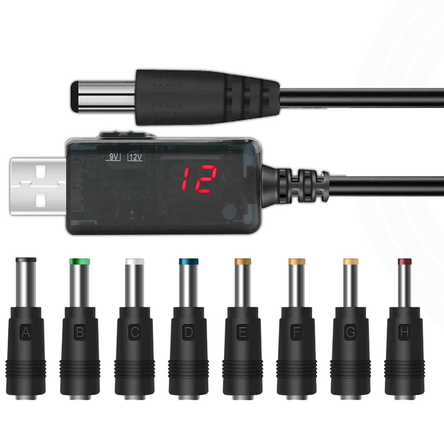 Кабель для роутера підвищувальний USB DC 5-9/12V з перемикачем і набором перехідників (b5f235ed)