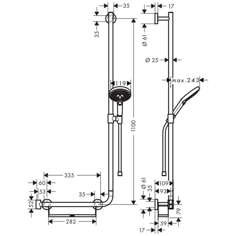 Душовий комплект Hansgrohe Raindance Select S 26326000 із штангою Хром (111943) - фото 5