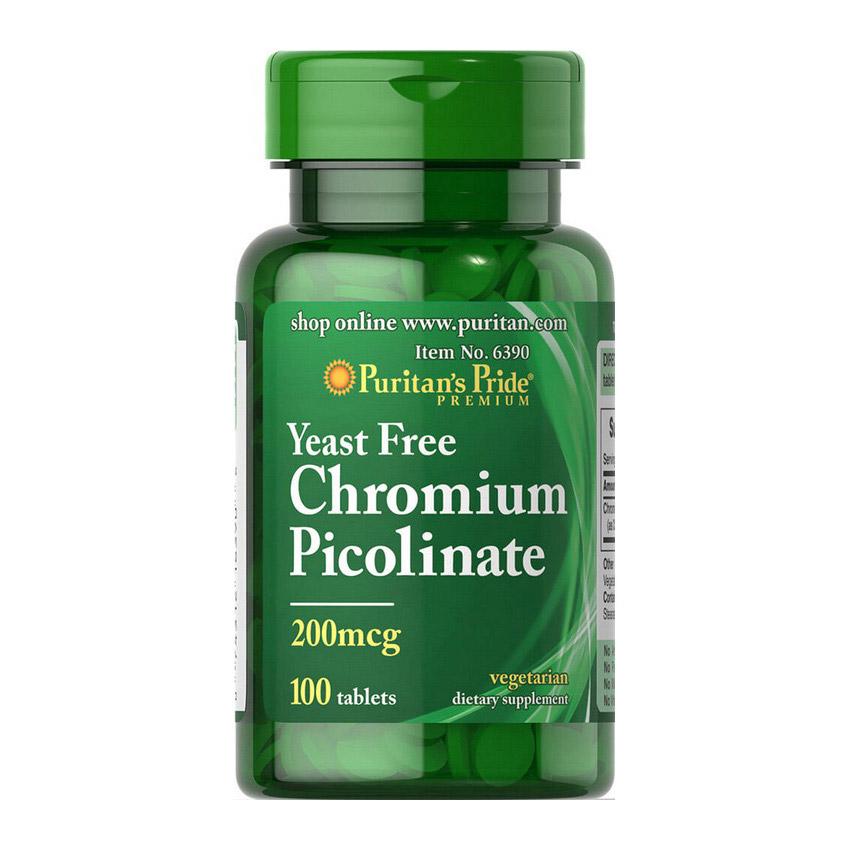 Пиколинат хрома без дрожжей Puritan's Pride Chromium Picolinate 200 mcg Yeast Free 100 таблеток (08824-01)