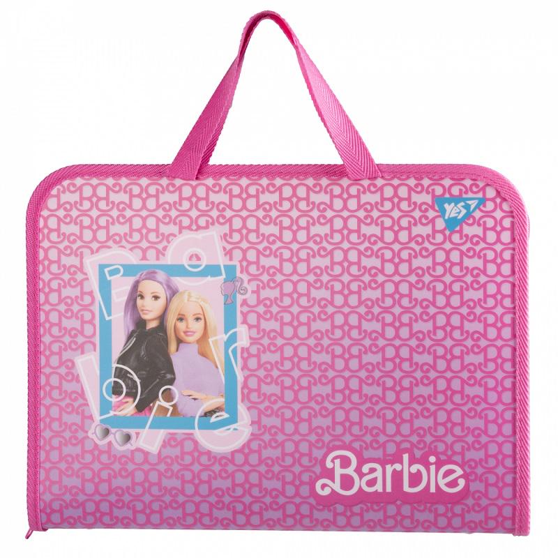 Папка-портфель на молнии YES Barbie 492240 В4 з тканевими ручками Розовый (492240)