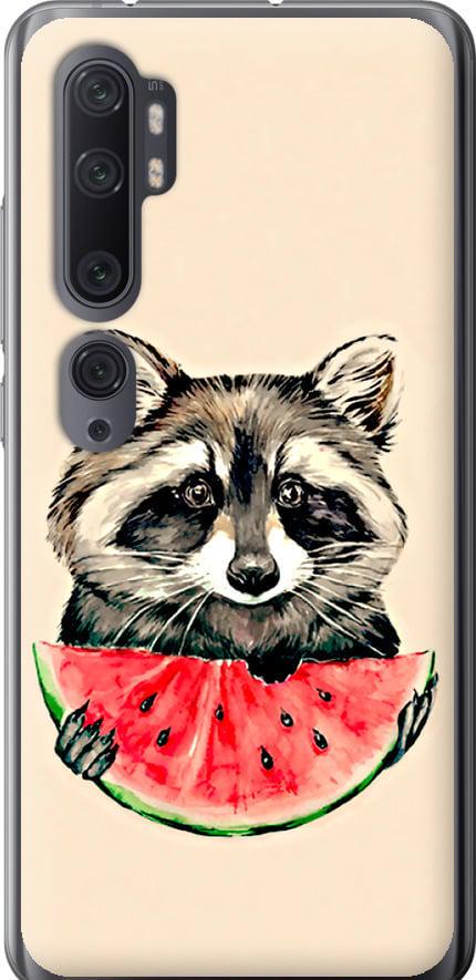 Чехол на Xiaomi Mi Note 10 Енотик с арбузом (4605t-1820-42517)