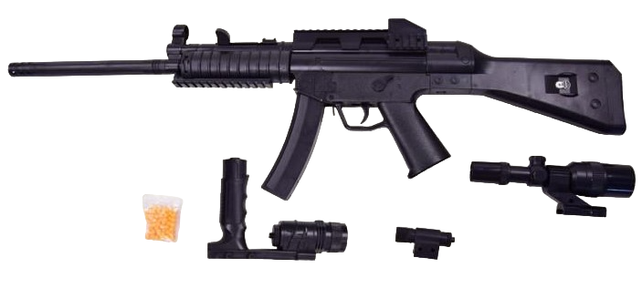 Автомат-лазер дитячий пластиковий з оптичним прицілом/ліхтариком/окулярами/кульками (HY015С)