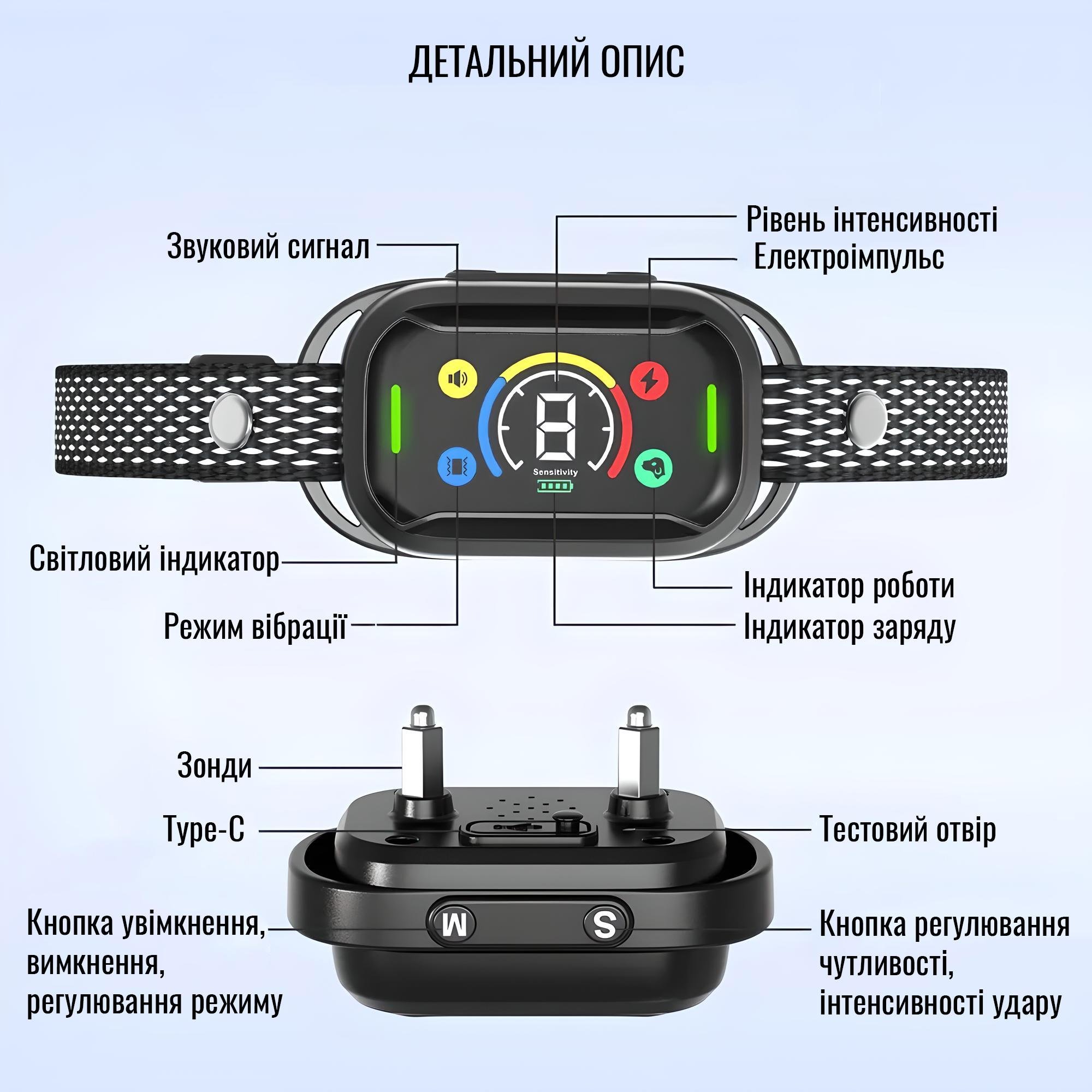 Ошейник для собак DOAKT Smart Bark Collar антилайка с электроимпульсом и вибрацией автоматический водонепроницаемый (TZ-TC319C) - фото 5