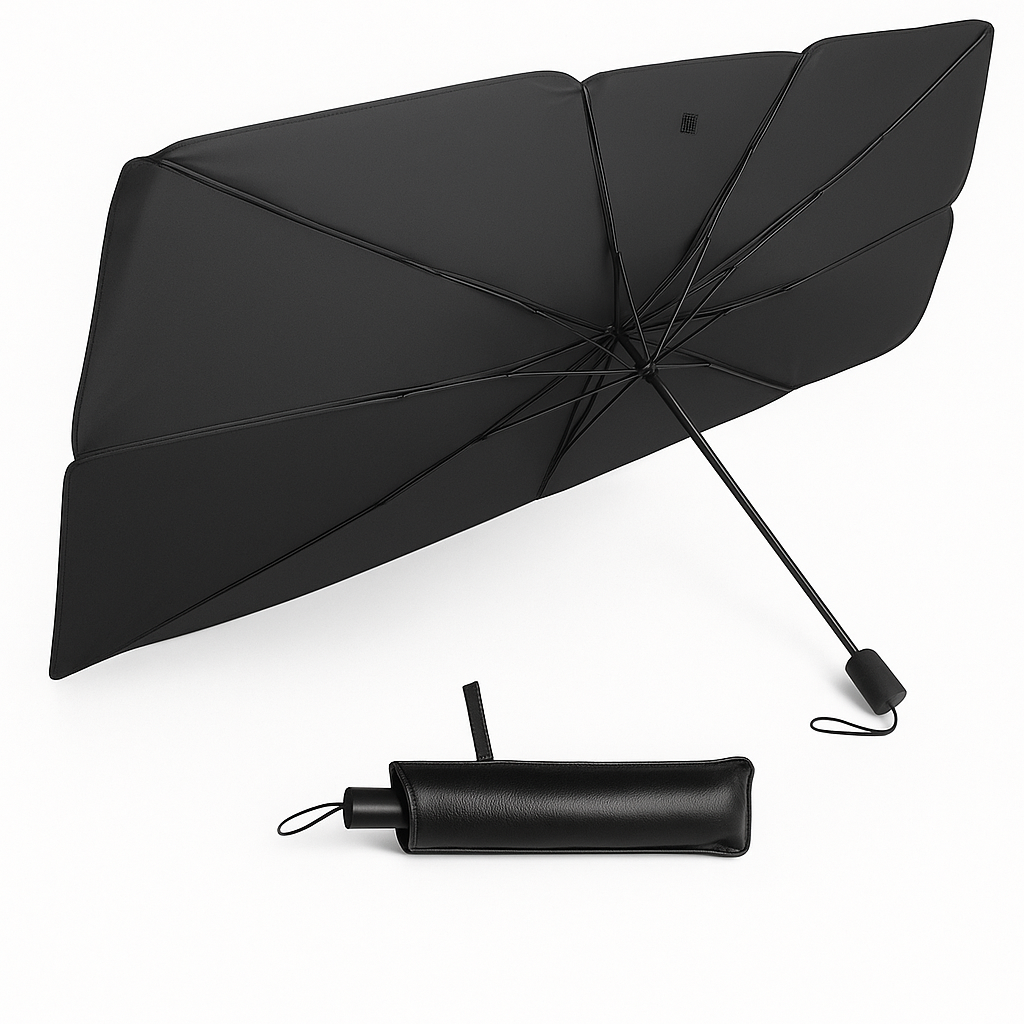 Парасолька сонцезахисна автомобільна на лобове скло з чохлом Чорний (18213611)