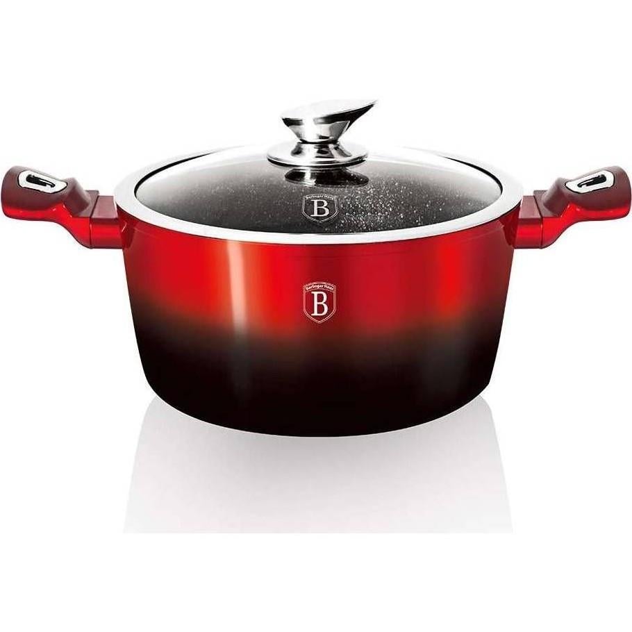 Каструля алюмінієва антипригарна з ручками Soft touch 4,1 л Black Burgundy (1628N-BH)