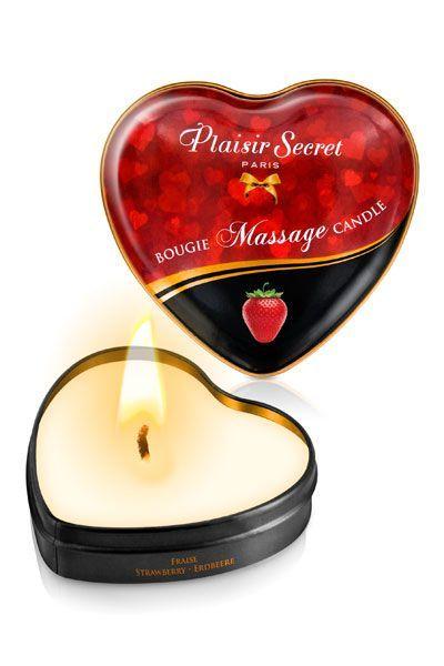 Массажная свеча Plaisirs Secrets Strawberry Сердечко 35 мл (SO1867)