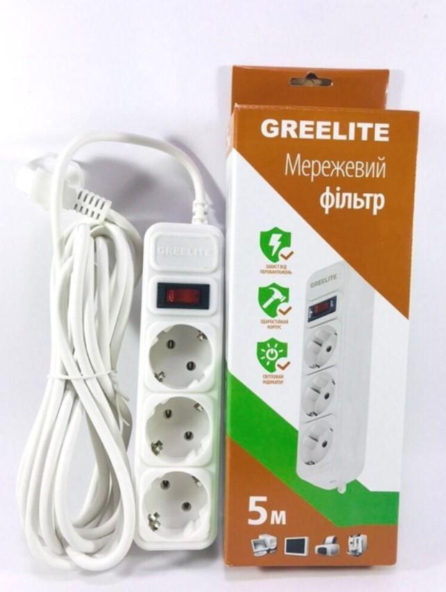 Подовжувач GREELITE MX-00007688W 5 м на 3 розетки з вимикачем Білий - фото 2