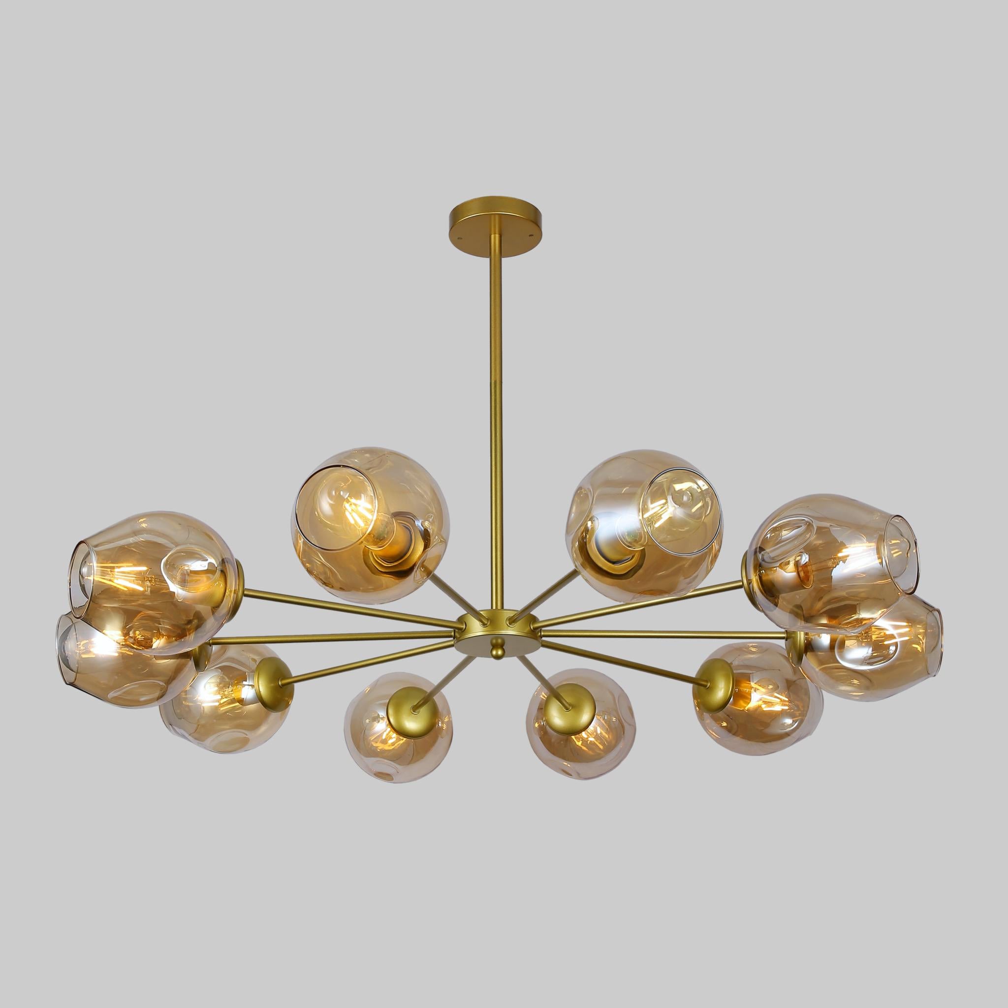 Люстра Molecule на 10 ламп с кофейными плафонами Золотой