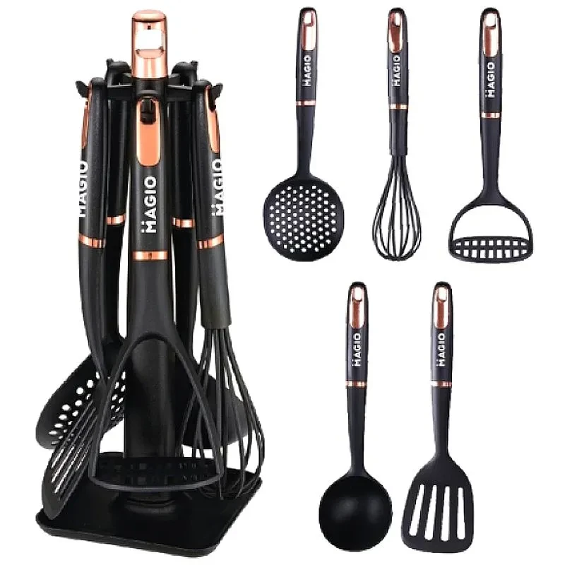 Набор кухонных приборов Magio 6 MG-1126 5 пр. и подставка черный (2362399788)