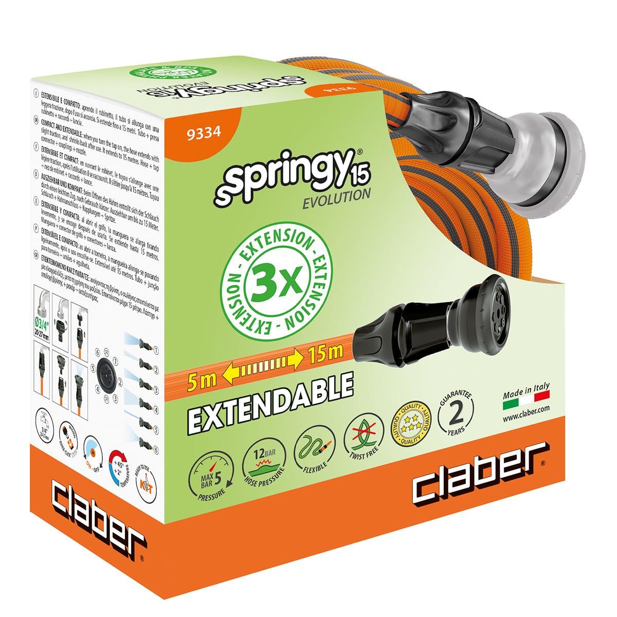 Шланг пружинный для полива Claber Springy 9334 5 15 м 1/2" 5 бар