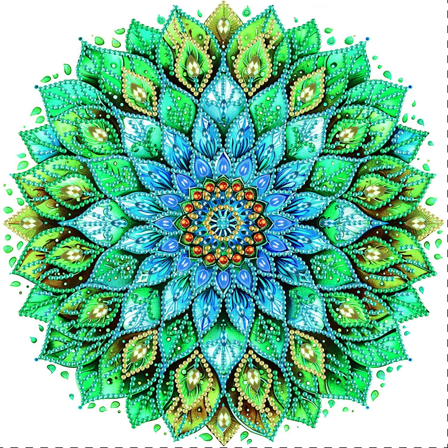 Алмазная мозаика Brushme Сине-зеленый цветок 25x25 см (BH016)