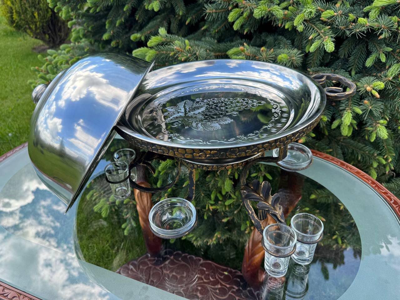 Садж для шашлику Камінь із соусницями та скляними чарками 36 см - фото 6 Садж для шашлику Камінь із соусницями та скляними чарками 36 см - фото 6