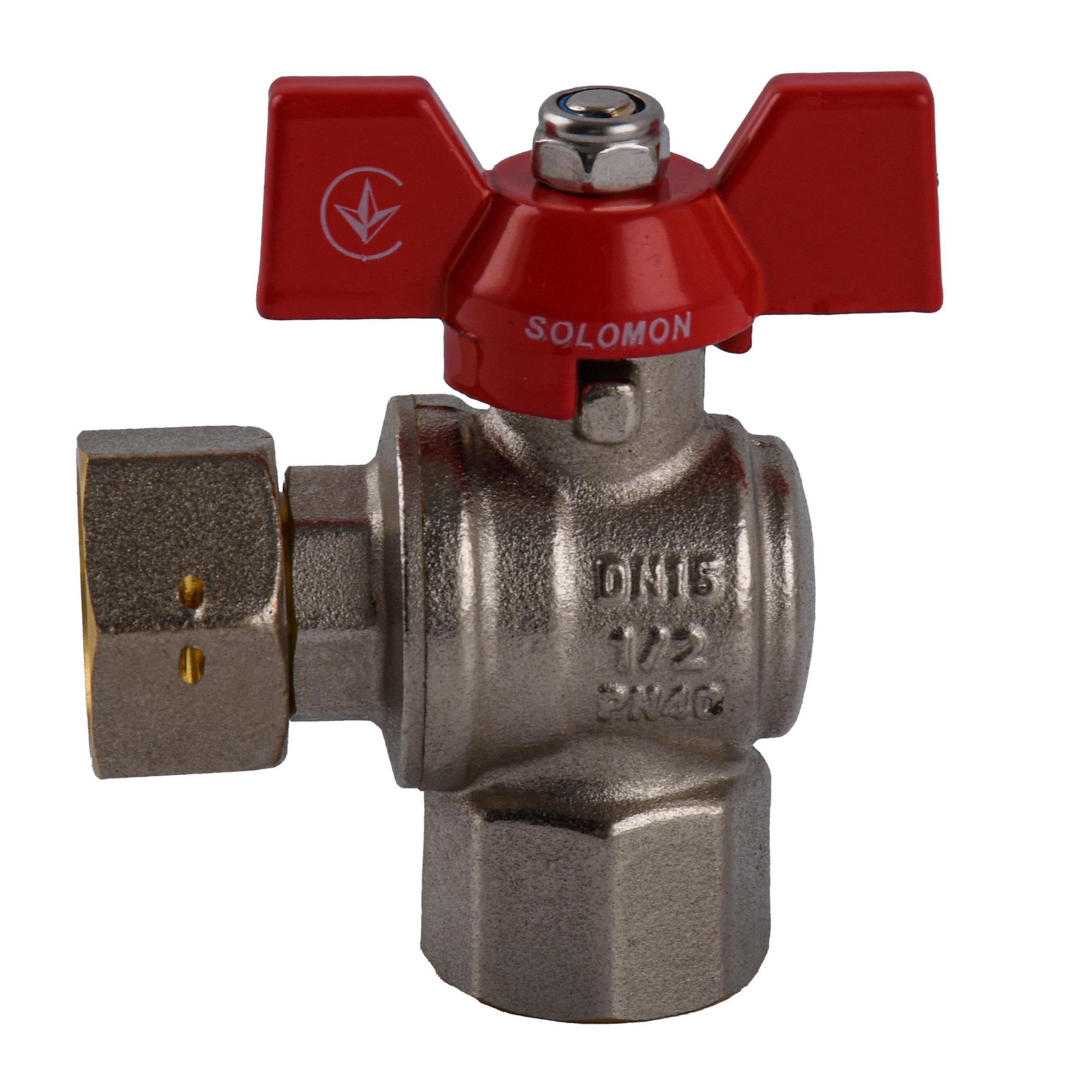 Кран кульовий кутовий з накидною гайкою SOLOMON 1/2" ВВ PN40 (V3002-S) (000031949)